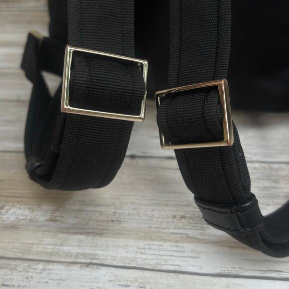 Kate Spade Carley Nylon Flap Backpack Black Drawstring Preppy Casual Athleisure - Picture 4 of 16